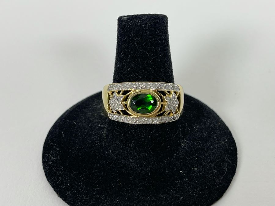 10K Tourmaline Diamond Ring Size 8.5 4.3g Estimate $450-$675 [Photo 8]