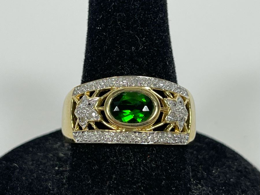 10K Tourmaline Diamond Ring Size 8.5 4.3g Estimate $450-$675 [Photo 4]
