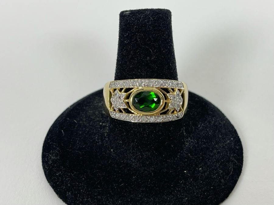 10K Tourmaline Diamond Ring Size 8.5 4.3g Estimate $450-$675 [Photo 7]