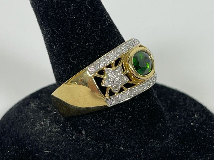 10K Tourmaline Diamond Ring Size 8.5 4.3g Estimate $450-$675 [Photo 5]
