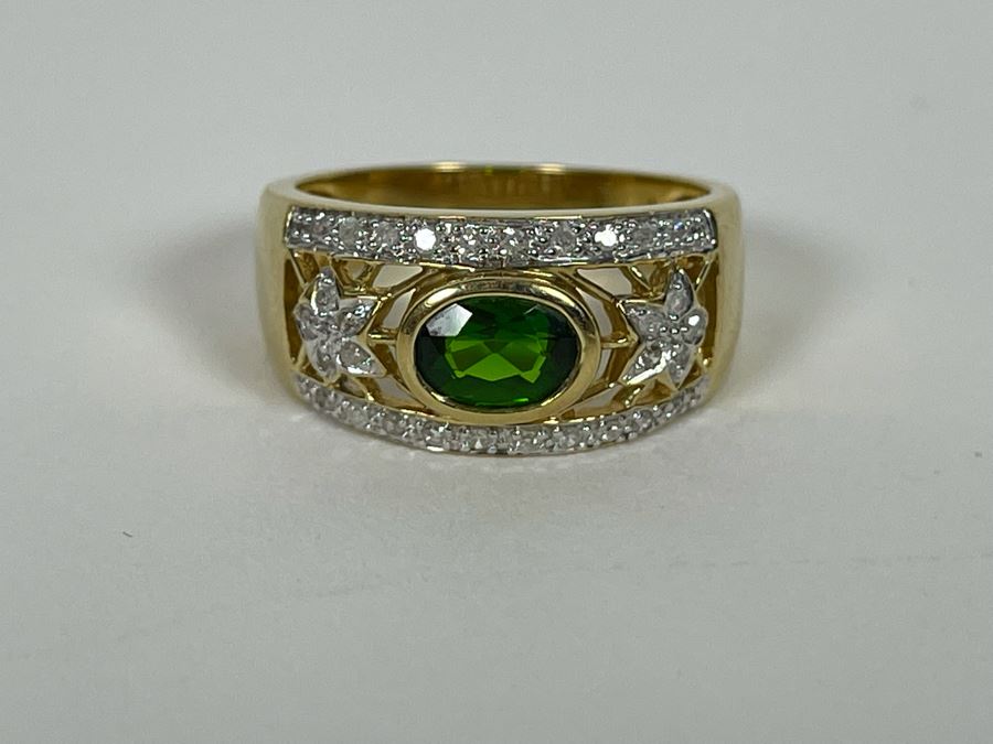 10K Tourmaline Diamond Ring Size 8.5 4.3g Estimate $450-$675 [Photo 11]