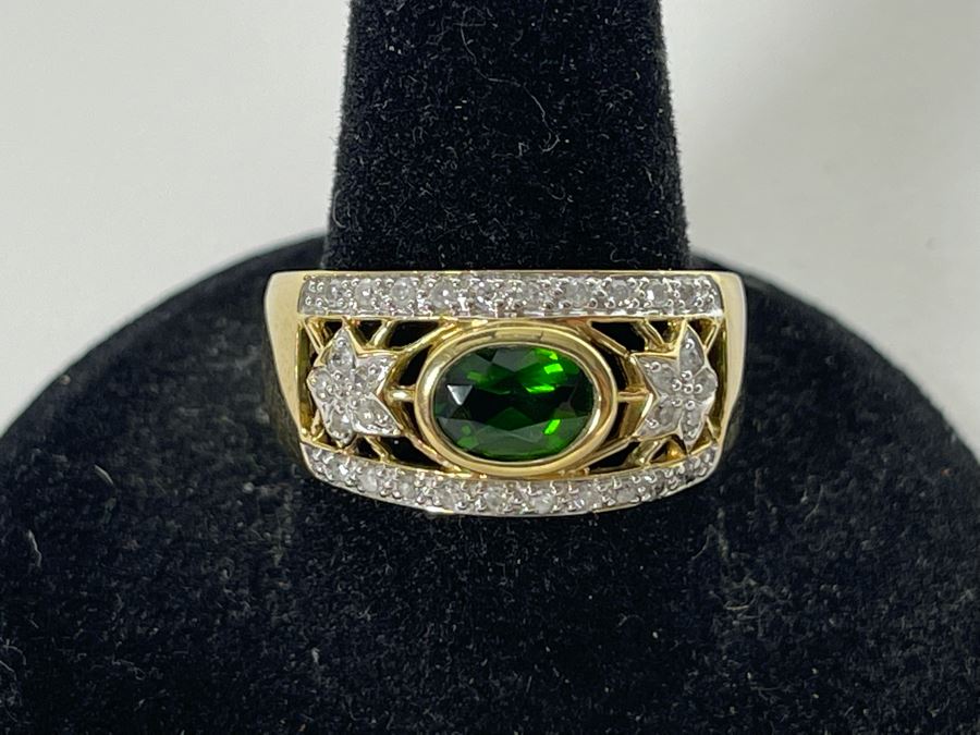 10K Tourmaline Diamond Ring Size 8.5 4.3g Estimate $450-$675 [Photo 3]