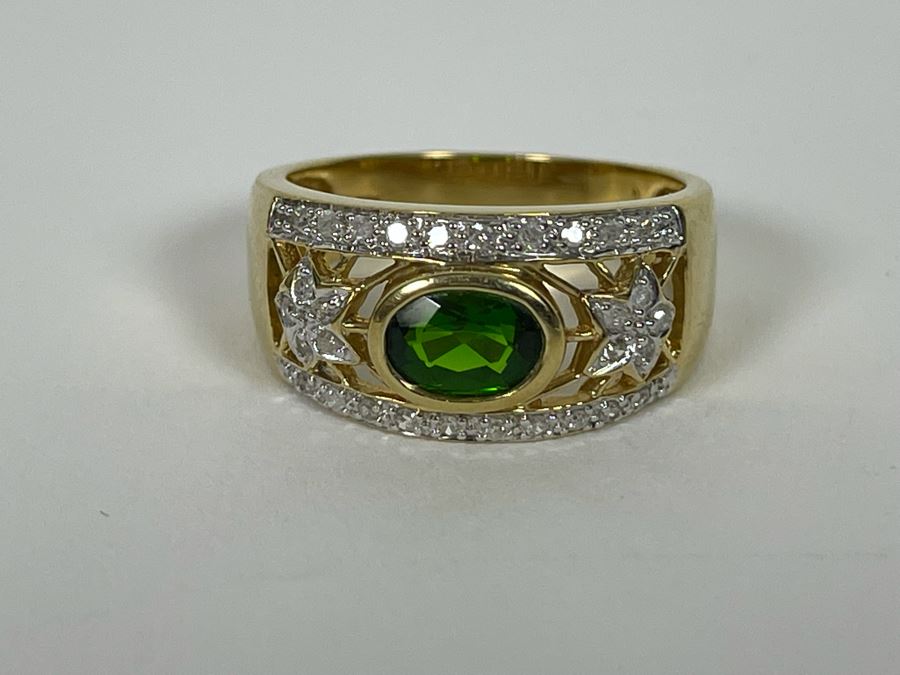 10K Tourmaline Diamond Ring Size 8.5 4.3g Estimate $450-$675 [Photo 12]