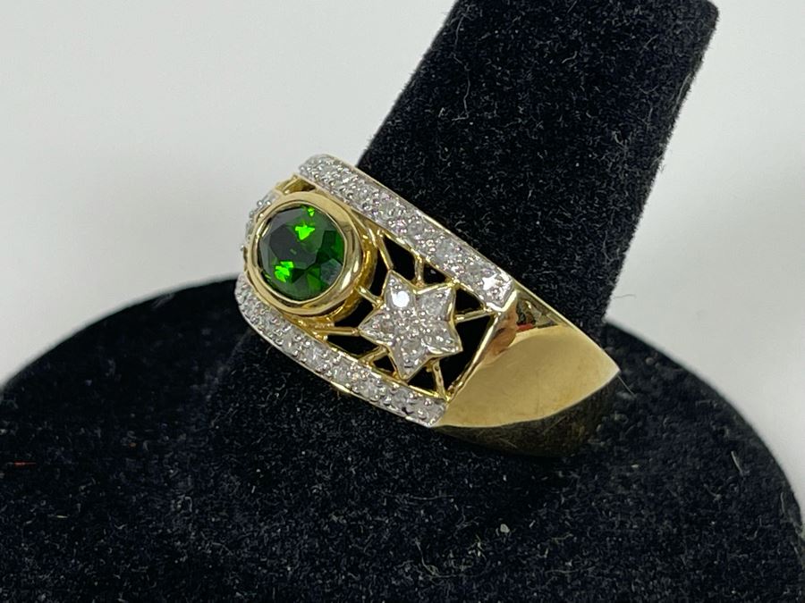 10K Tourmaline Diamond Ring Size 8.5 4.3g Estimate $450-$675 [Photo 6]