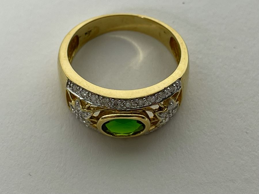 10K Tourmaline Diamond Ring Size 8.5 4.3g Estimate $450-$675 [Photo 14]