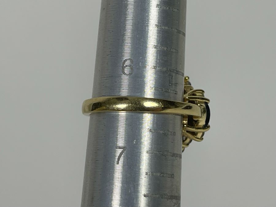 14K Gold Sapphire Diamond Ring Size 5.5g Estimate $700-$1,050 [Photo 16]