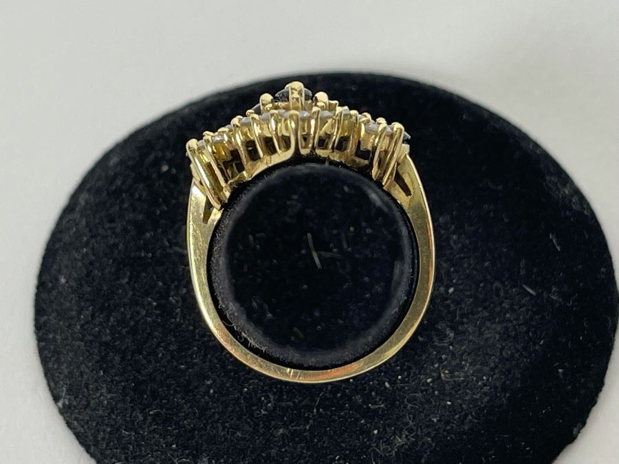 14K Gold Sapphire Diamond Ring Size 5.5g Estimate $700-$1,050
