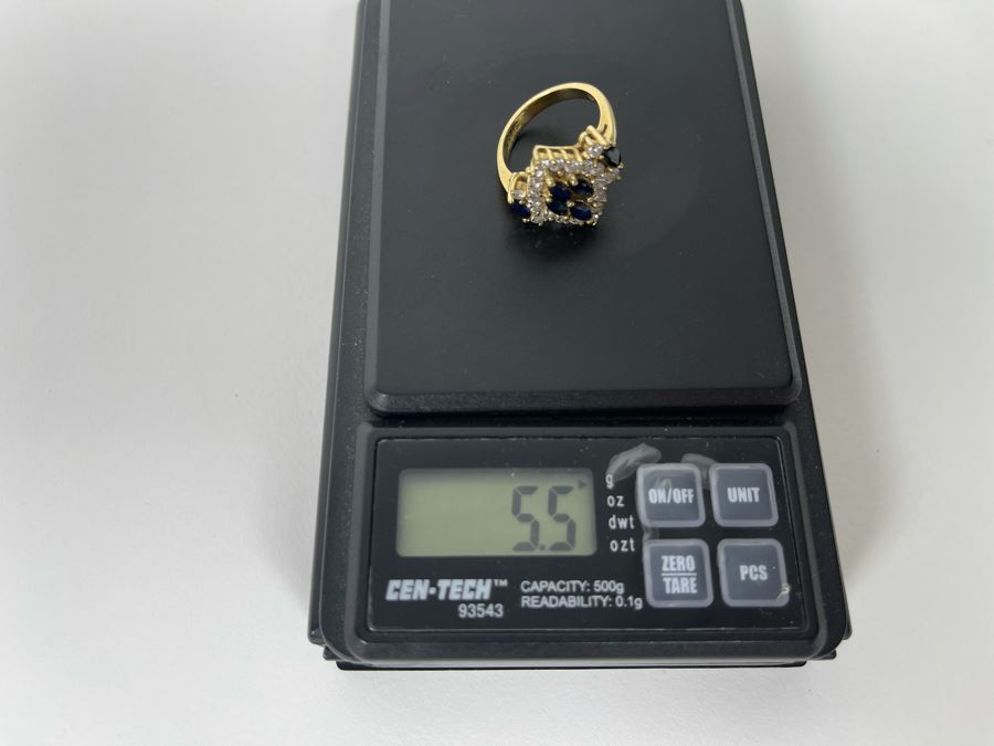 14K Gold Sapphire Diamond Ring Size 5.5g Estimate $700-$1,050 [Photo 17]