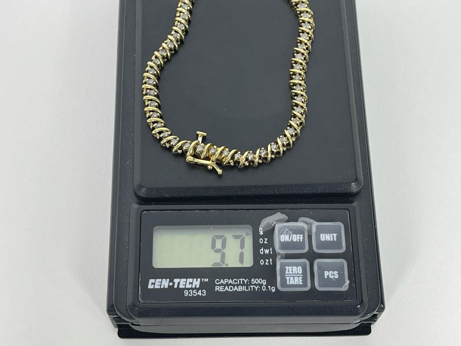 10K Gold Diamond 7' Bracelet 9.7g Estimate $900-$1,350 [Photo 14]