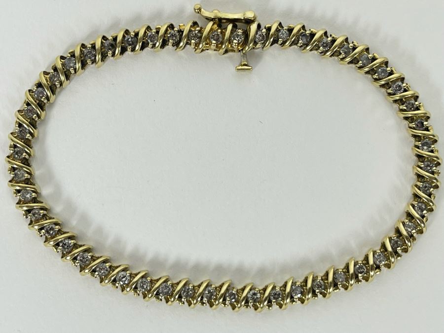 10K Gold Diamond 7' Bracelet 9.7g Estimate $900-$1,350 [Photo 2]