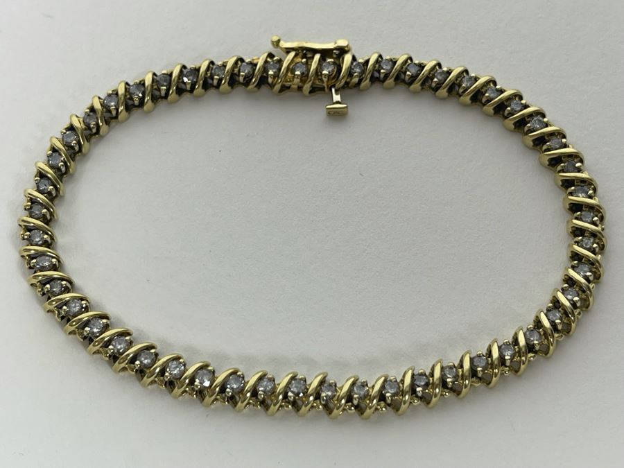 10K Gold Diamond 7' Bracelet 9.7g Estimate $900-$1,350 [Photo 10]