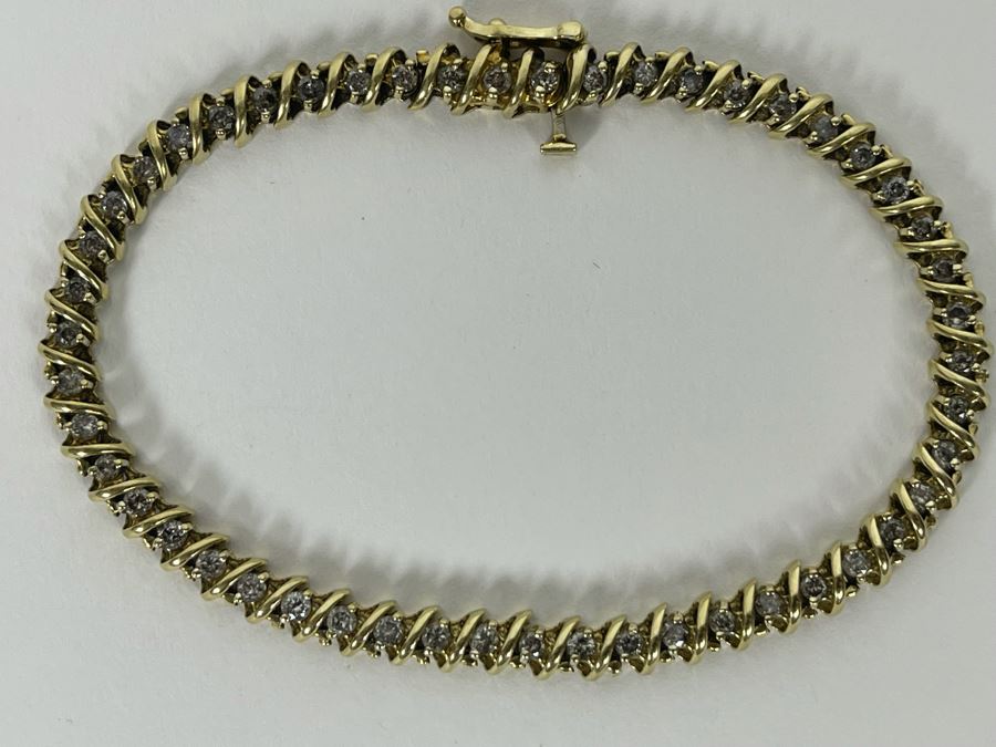 10K Gold Diamond 7' Bracelet 9.7g Estimate $900-$1,350 [Photo 4]