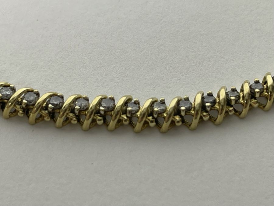 10K Gold Diamond 7' Bracelet 9.7g Estimate $900-$1,350 [Photo 7]