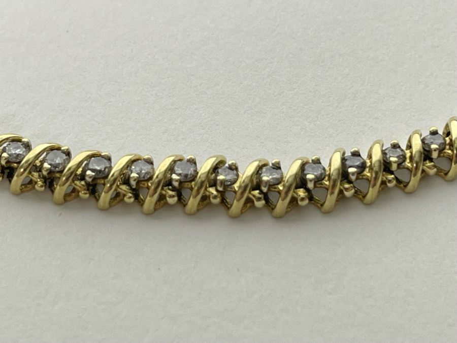 10K Gold Diamond 7' Bracelet 9.7g Estimate $900-$1,350 [Photo 8]