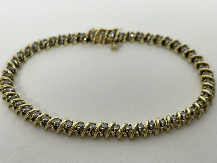 10K Gold Diamond 7' Bracelet 9.7g Estimate $900-$1,350 [Photo 6]