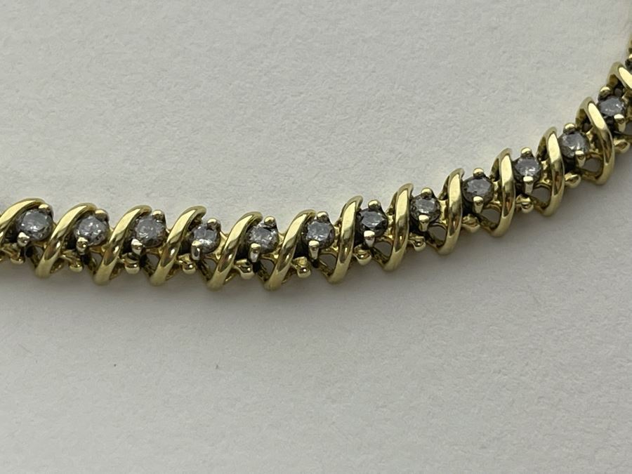 10K Gold Diamond 7' Bracelet 9.7g Estimate $900-$1,350 [Photo 9]