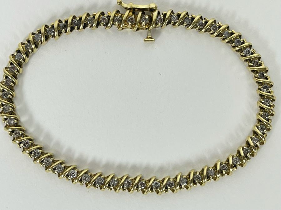 10K Gold Diamond 7' Bracelet 9.7g Estimate $900-$1,350 [Photo 3]