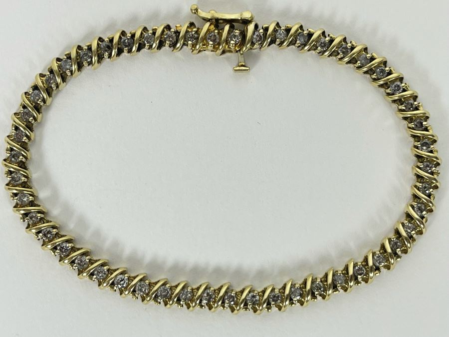 10K Gold Diamond 7' Bracelet 9.7g Estimate $900-$1,350 [Photo 1]