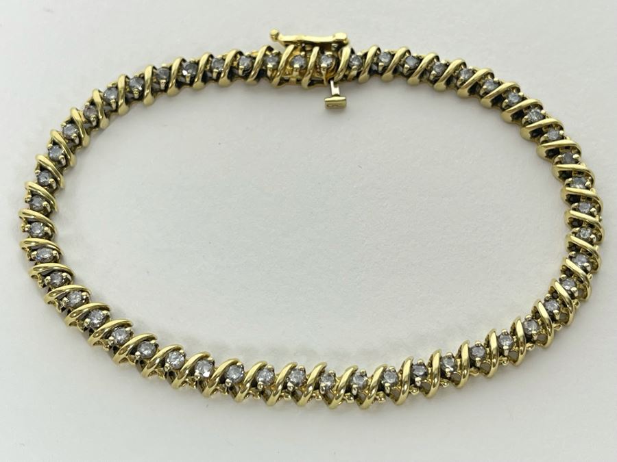 10K Gold Diamond 7' Bracelet 9.7g Estimate $900-$1,350 [Photo 11]