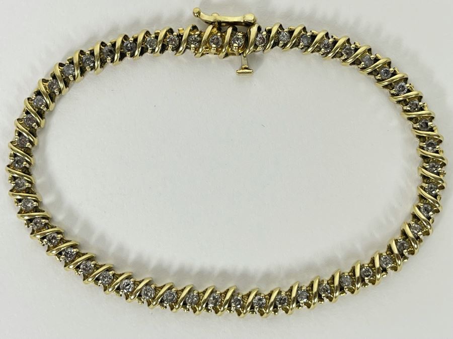10K Gold Diamond 7' Bracelet 9.7g Estimate $900-$1,350 [Photo 5]