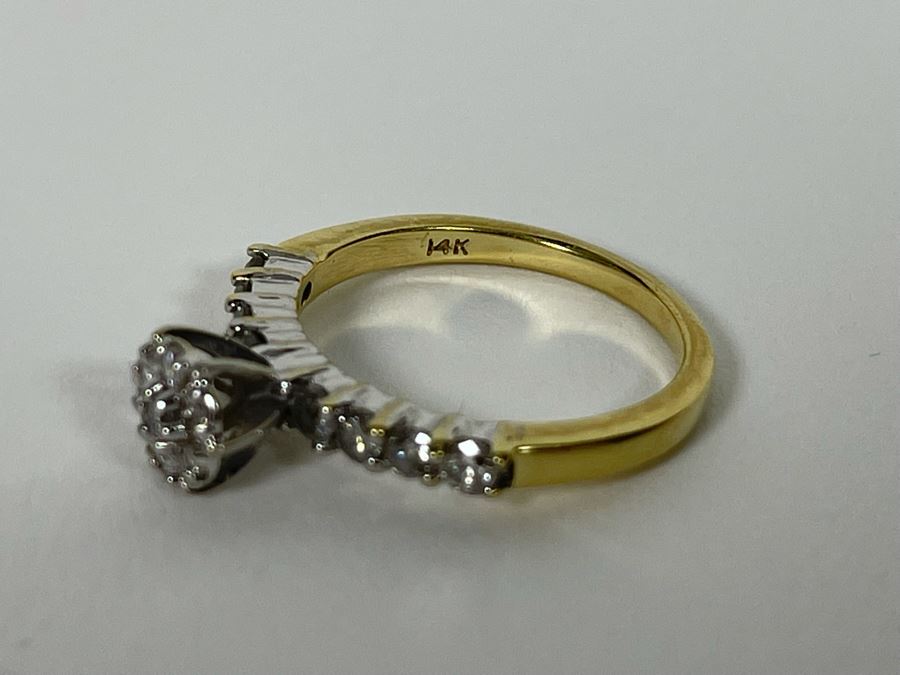 14K Gold Diamond Ring Size 6.25 3.2g [Photo 12]