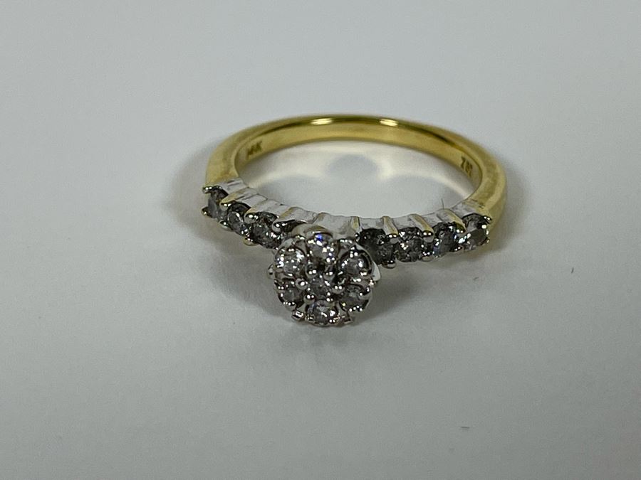 14K Gold Diamond Ring Size 6.25 3.2g [Photo 11]