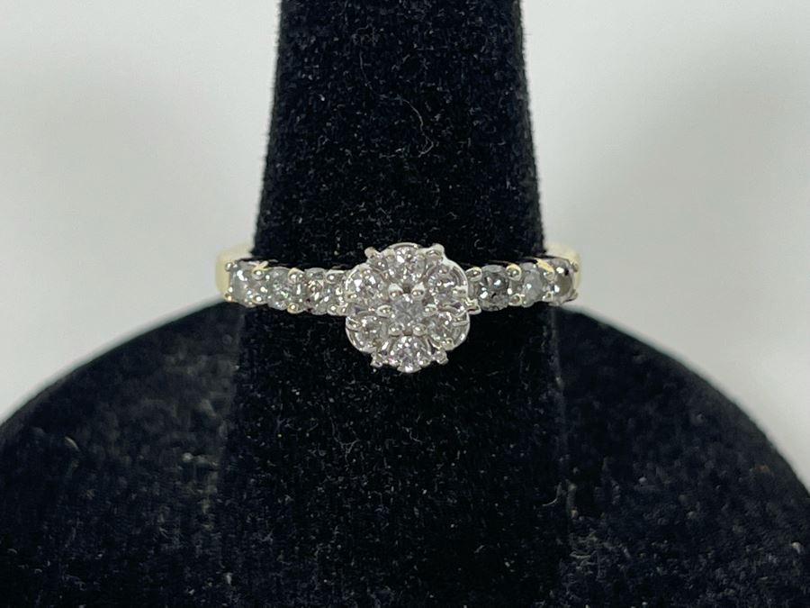 14K Gold Diamond Ring Size 6.25 3.2g [Photo 2]