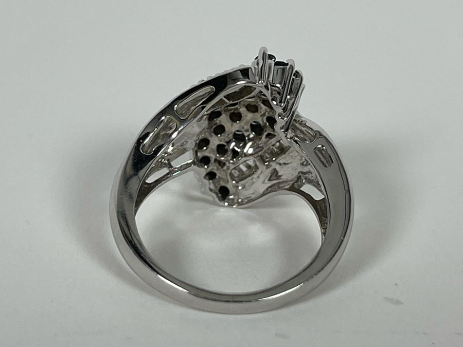 14K Gold Blue Diamond And White Diamond Ring Size 7.75 7.4g Estimate $1,000-$1,500 [Photo 18]