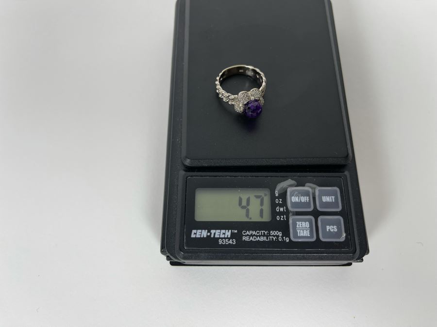 14K Gold Amethyst Diamond Ring Size 6.25 4.7g Estimate $600-$900 [Photo 15]