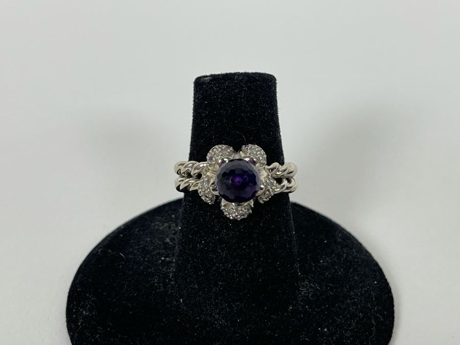 14K Gold Amethyst Diamond Ring Size 6.25 4.7g Estimate $600-$900 [Photo 9]