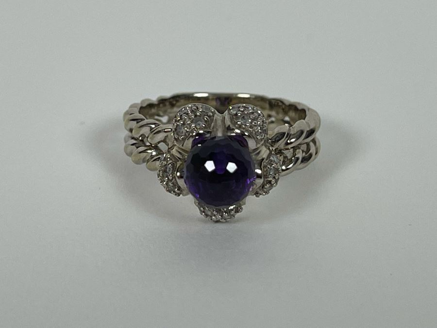 14K Gold Amethyst Diamond Ring Size 6.25 4.7g Estimate $600-$900 [Photo 12]