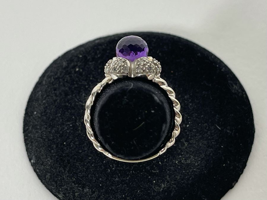 14K Gold Amethyst Diamond Ring Size 6.25 4.7g Estimate $600-$900 [Photo 10]