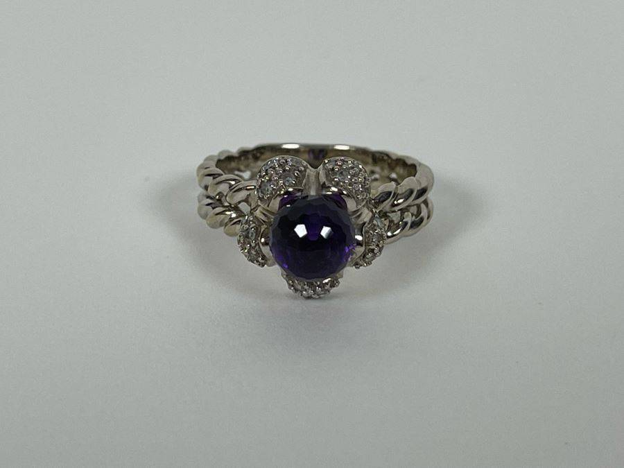 14K Gold Amethyst Diamond Ring Size 6.25 4.7g Estimate $600-$900 [Photo 11]