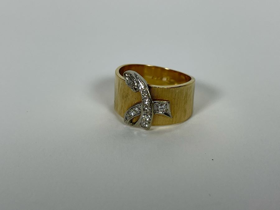14K Gold Diamond Ring Size 7.5 7.5g Estimate $850-$1,275 [Photo 13]