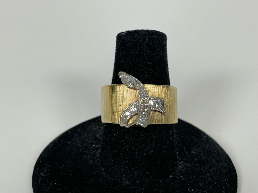 14K Gold Diamond Ring Size 7.5 7.5g Estimate $850-$1,275 [Photo 4]