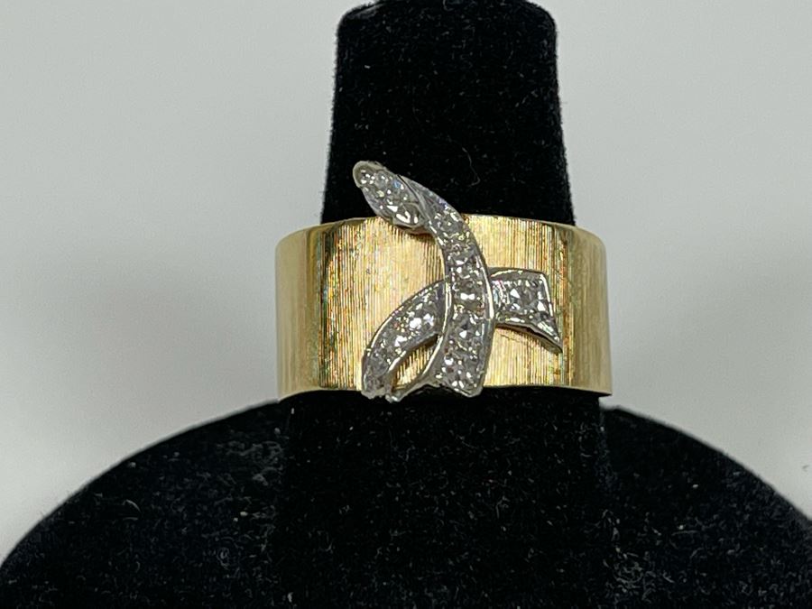 14K Gold Diamond Ring Size 7.5 7.5g Estimate $850-$1,275 [Photo 1]