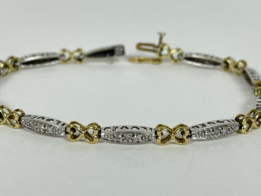 10K Gold Diamond 7' Bracelet 8g Estimate $700-$1,050 [Photo 5]