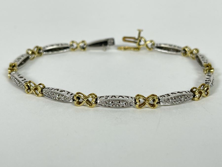 10K Gold Diamond 7' Bracelet 8g Estimate $700-$1,050 [Photo 4]