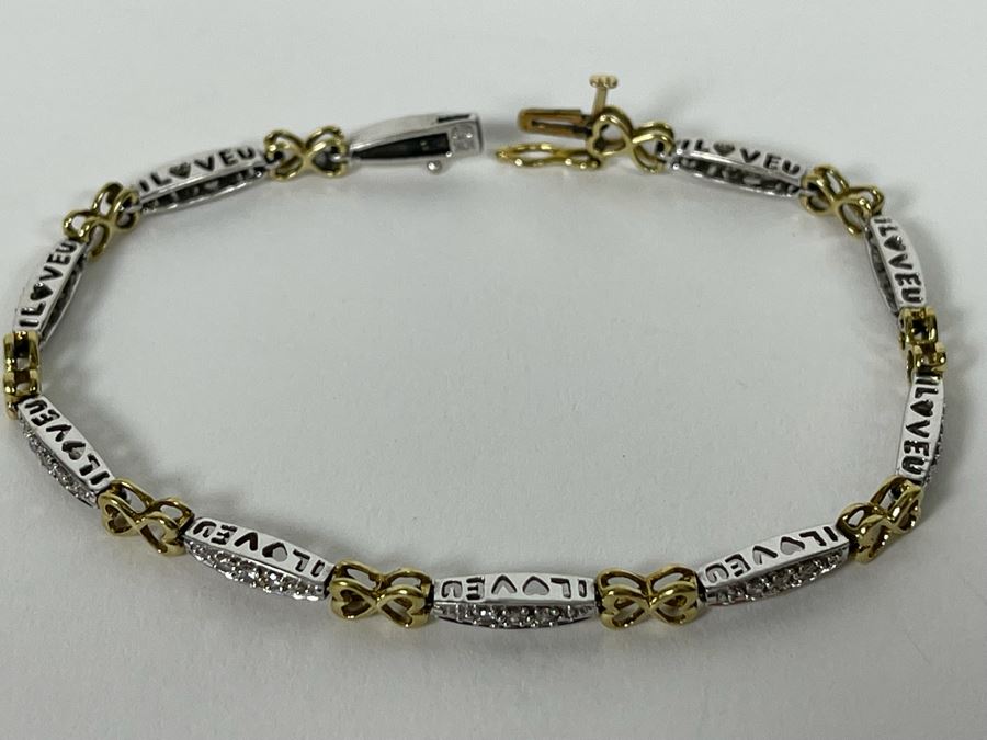 10K Gold Diamond 7' Bracelet 8g Estimate $700-$1,050 [Photo 6]