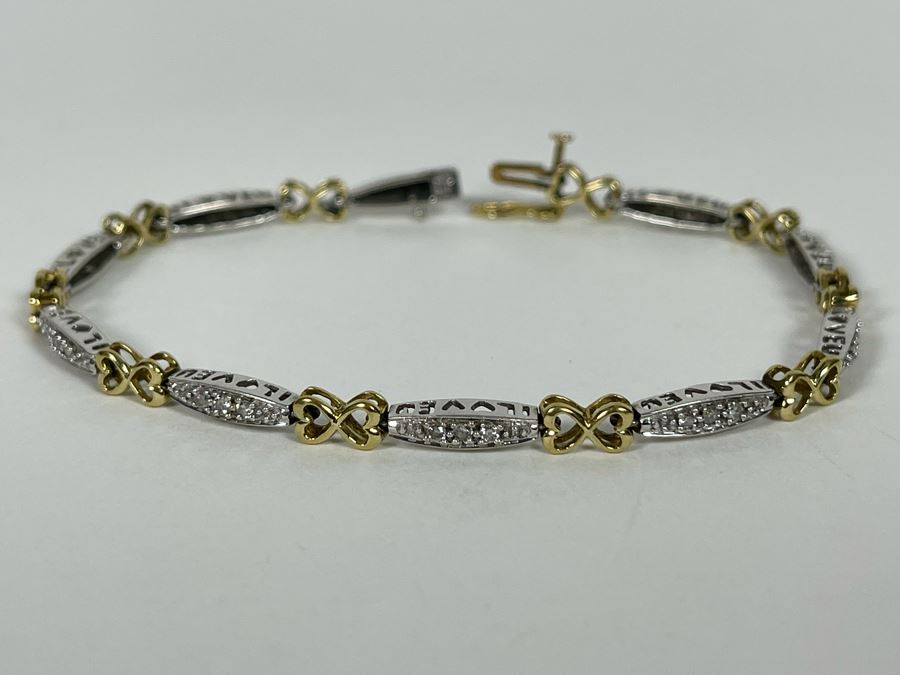 10K Gold Diamond 7' Bracelet 8g Estimate $700-$1,050 [Photo 3]