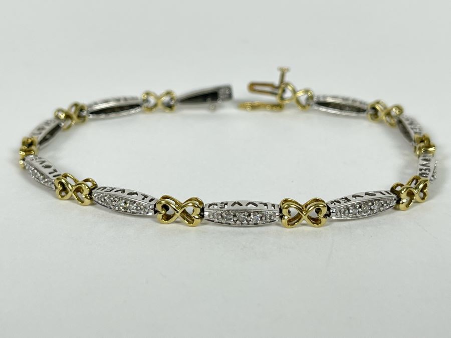 10K Gold Diamond 7' Bracelet 8g Estimate $700-$1,050 [Photo 2]