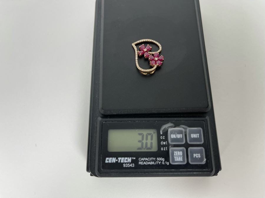 14K Gold Ruby Diamond Pendant 3g Estimate $600-$900 [Photo 9]