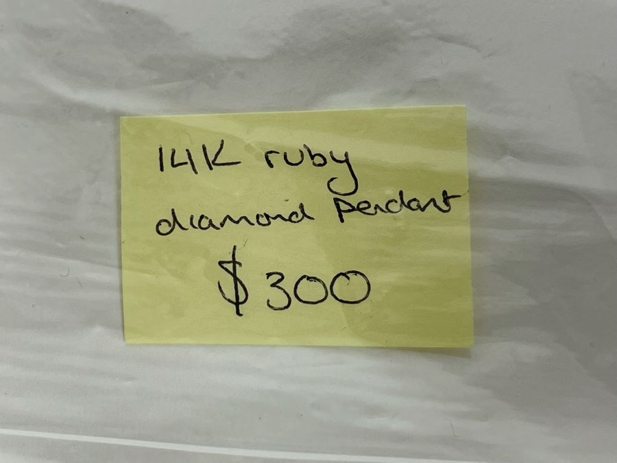 14K Gold Ruby Diamond Pendant 3g Estimate $600-$900 [Photo 10]