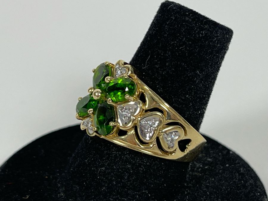 14K Gold Tourmaline Diamond Ring Size 7.25 6.5g Estimate $600-$900 [Photo 8]