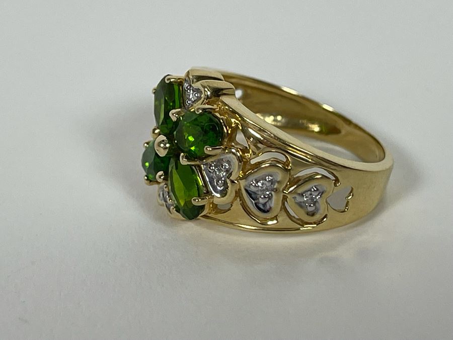 14K Gold Tourmaline Diamond Ring Size 7.25 6.5g Estimate $600-$900 [Photo 14]