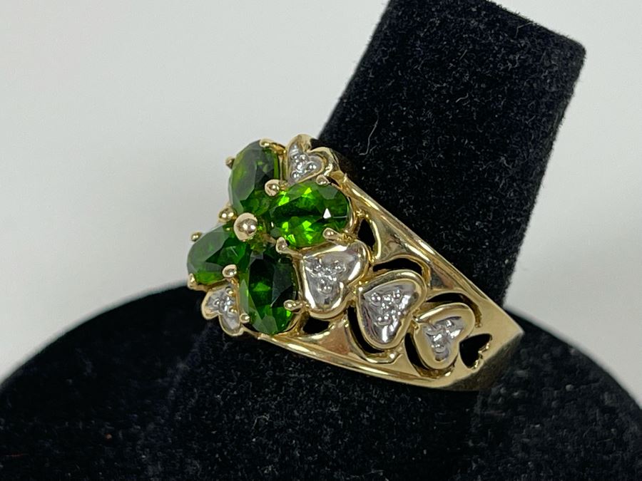 14K Gold Tourmaline Diamond Ring Size 7.25 6.5g Estimate $600-$900 [Photo 7]