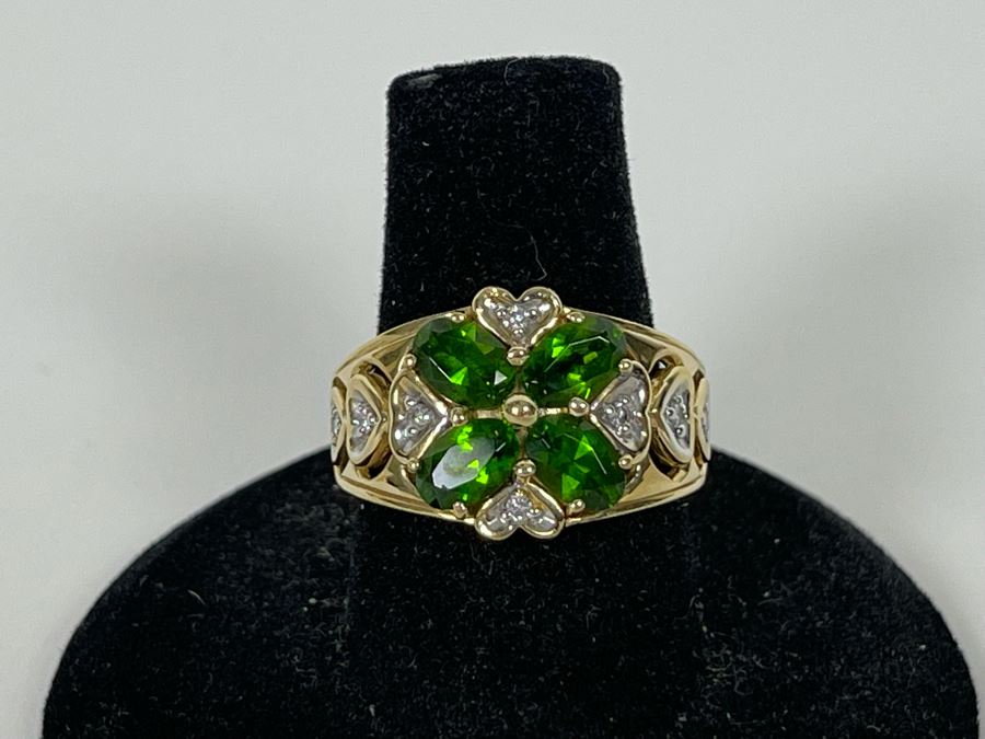 14K Gold Tourmaline Diamond Ring Size 7.25 6.5g Estimate $600-$900 [Photo 3]