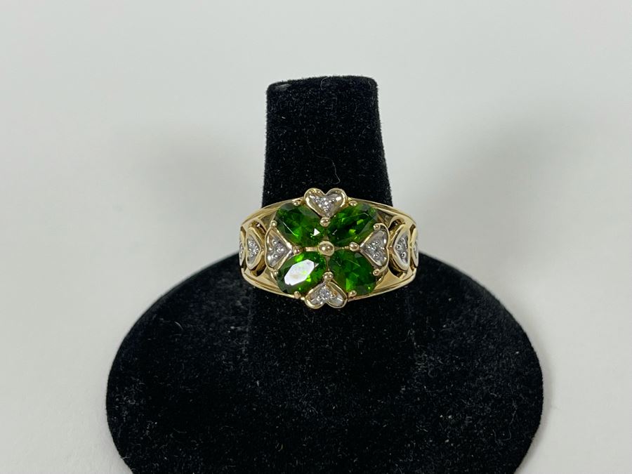 14K Gold Tourmaline Diamond Ring Size 7.25 6.5g Estimate $600-$900 [Photo 10]