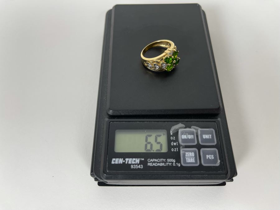 14K Gold Tourmaline Diamond Ring Size 7.25 6.5g Estimate $600-$900 [Photo 18]