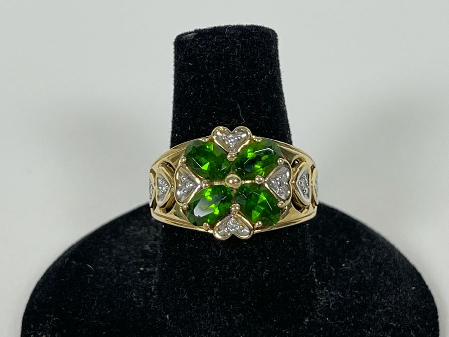 14K Gold Tourmaline Diamond Ring Size 7.25 6.5g Estimate $600-$900 [Photo 2]